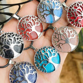 Tree Of Life Design Natural Stone Pendant, Energy Stone Crystal Chakra Necklace For Women & Men - GREEN LIFE CYPRUS